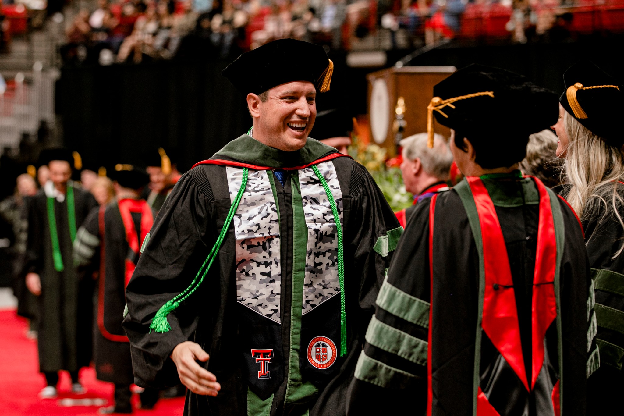 a veteran student at commencement